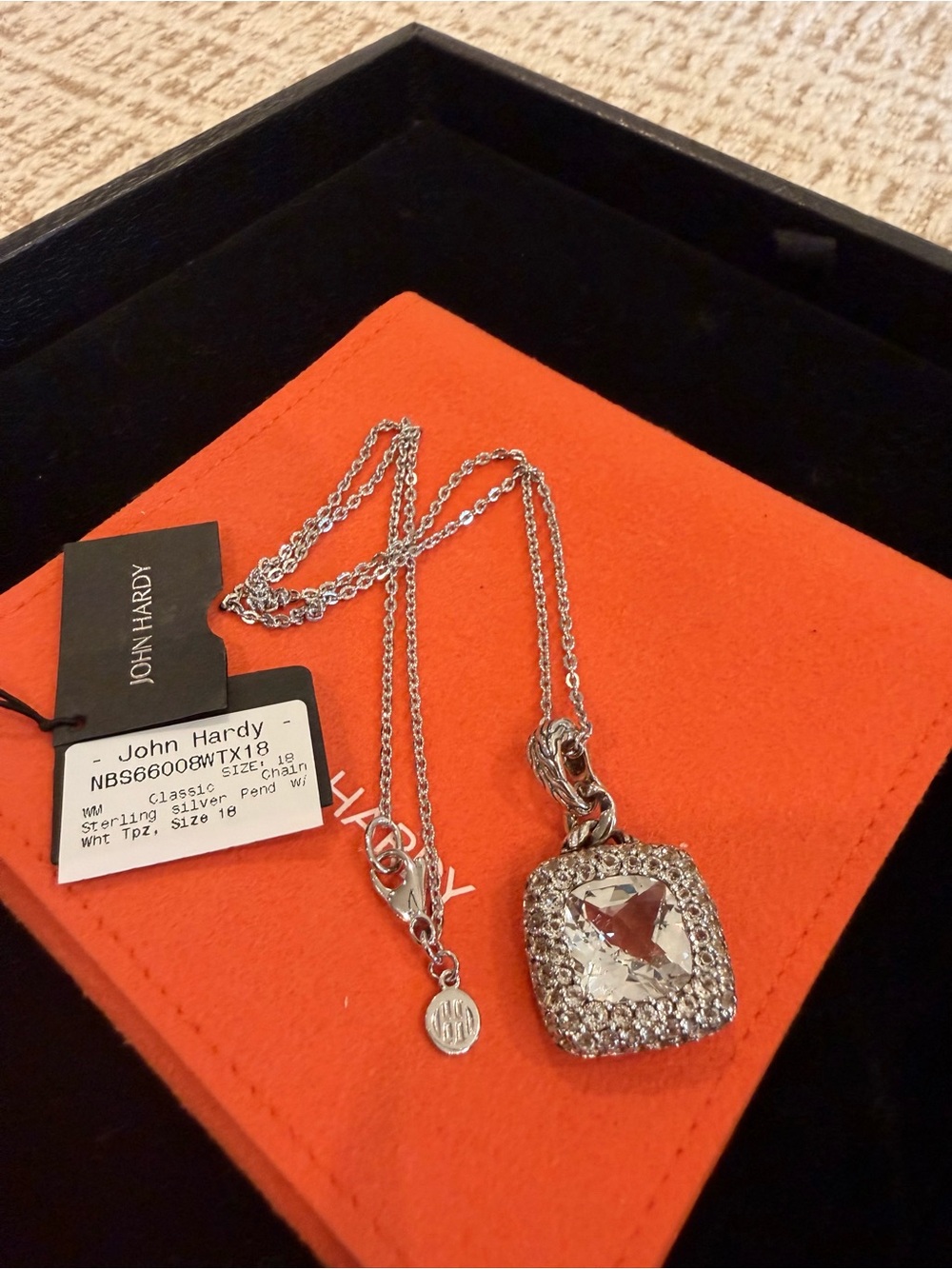 John Hardy Jewelry Set 925 Silver Topaz: earrings, ring, chain & pendant - Picture 6 of 16